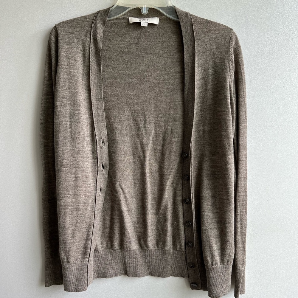 Loft Sand Button Cardigan with Pockets